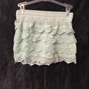 Mint Green Detailed Shorts